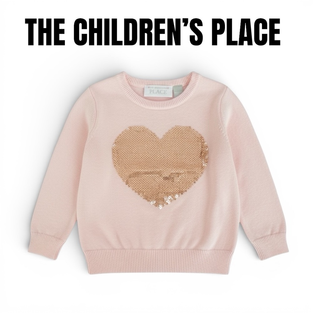 The Children’s Place Rose Gold Sequence Heart Pink Sweater